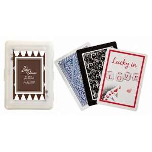 Baby Keepsake Brown Diamond Design Personalized Playing Card Favors 