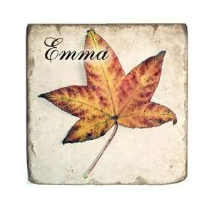 personalized golden autumn leaf tile