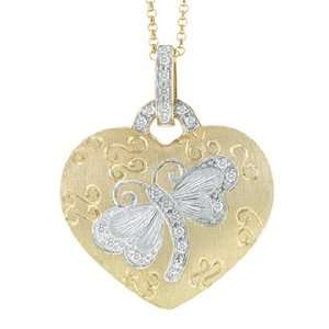   14K Two Tone Gold 1/10 ct. Diamond Heart Necklace: Katarina: Jewelry