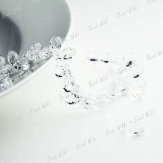 10 White Faceted Cut Teardrop Crystal Beads Drop Pendants 12x6mm 