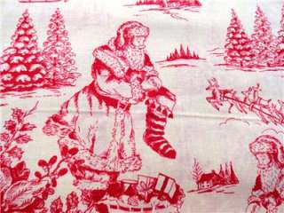 New Santa Claus Fabric BTY Christmas Toile Holiday Red  