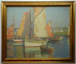 Edgar Payne  Brittany Boats  Vintage Serigraph   circa 1930s/40s 