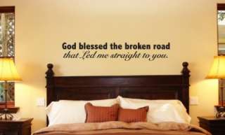 God Bless Broken Road Vinyl Wall Art Word Art Lettering  