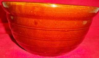   Pottery Large Dark Brown Mixing Bowl Maple Leaf Mark 10 1/8 Diameter