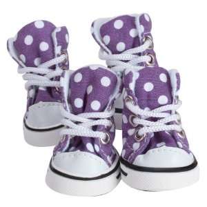  Dots Dotted Pet Dog Boots Shoes Sneakers Size 2   Purple 