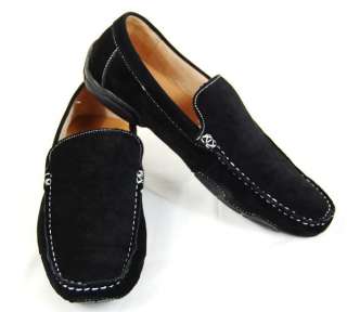 fw46/ Mens Black Sued Shoes, Casual Loafers, US 10  