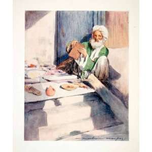 1912 Color Print Bookworm India Indigenous People Food Costume Turban 