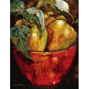  Nicole Etienne: 27W by 35H : Apples in Red Bowl CANVAS 