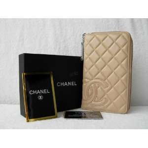  Chanel Cambon Zip around Wallet  Beige 