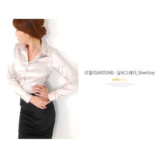   / Chic Satin Blouse, Shirt, Career Woman, Korea / WITHSTORY  