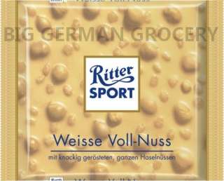 RITTER SPORT   White whole nut chocolate   100 g bar  