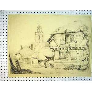 Drawing House Exterior C1810 Man Street Church Tower 