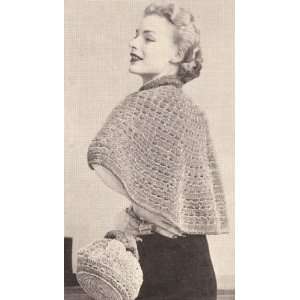 Vintage Crochet PATTERN to make   Cape Wrap with Evening Bag Pattern 