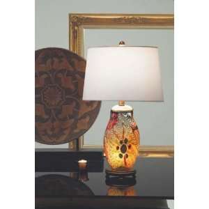  Art Glass Table Lamp with Night Light   White Finish