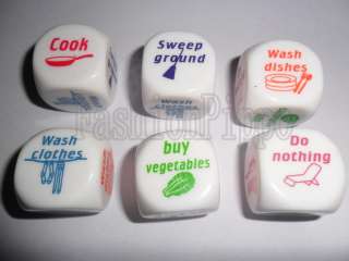 2x Housework 6 side Dice Game Wash Cook Shopping Work Toy Gift  