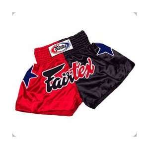  Fairtex Black and Red Satin Muay Thai Shorts   Size: L 