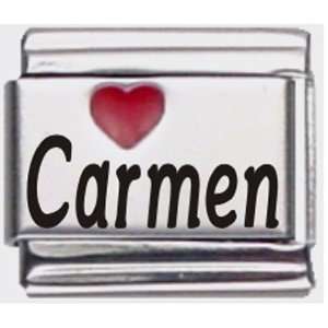  Carmen Red Heart Laser Name Italian Charm Link Jewelry