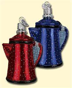 RED CAMPFIRE COFFEE POT OLD WORLD CHRISTMAS ORNAMENT 32151