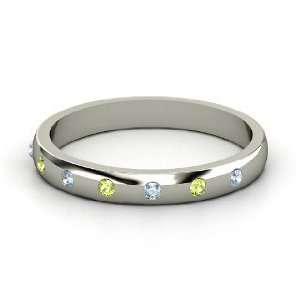   Button Band, Sterling Silver Ring with Peridot & Aquamarine: Jewelry