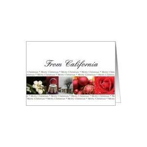 California State specific card red, black & white Winter collage Card