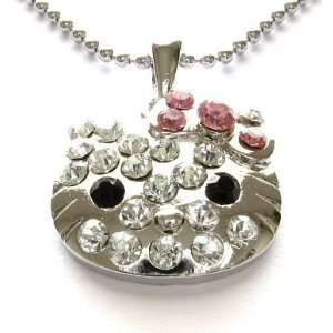  Puffed Kitty Swarovski Crystal Necklace Pendant 