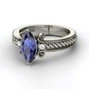 Catelyn Ring, Marquise Sapphire Palladium Ring with White 