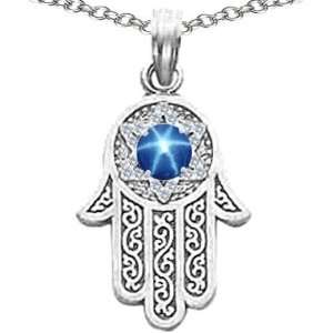   Star Sapphire Mystical Kabbalah Hamsa Hand Pendant by Devorah Jewelry