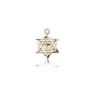 14kt Gold Star of David W/ Cross Medal Jewelry