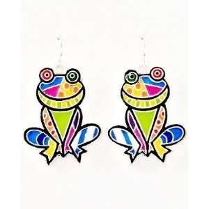   Cutest Multi Color Enamel Frog Lovers Dangle Earrings Ever: Jewelry