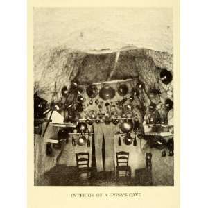  1907 Print Gypsy Cave Interior Granada Spain Pans Utensils 