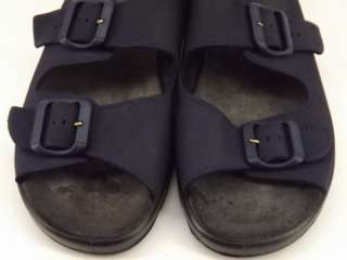   sandals navy blue Clarks Springers 8 M leather comfort slides  