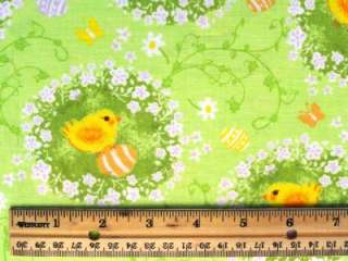 New Easter Eggs Chicks Holiday Flowers Spring Fabric BTY  