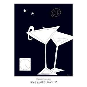  Black White Martini II by Mark Pulliam. Size 18 inches 