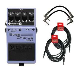  BOSS CEB 3 Bass Chorus Pedal Bundle w/4 Free Cables 