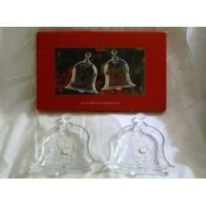  (2) Pair of Madison Avenue Glass Bell Dishes with Winter 