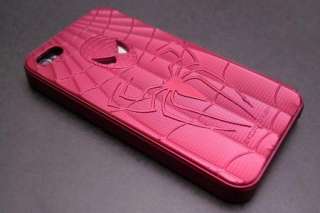 3D Spiderman Aluminium Back Case Cover For iPhone 4 4S + LCD Protector 