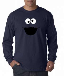 Cookie Monster Face Cartoon Long Sleeve Tee Shirt  