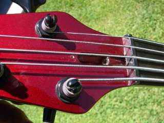 CARVIN METALIC RED 5 STRING BASS WITH CARVIN CASE  