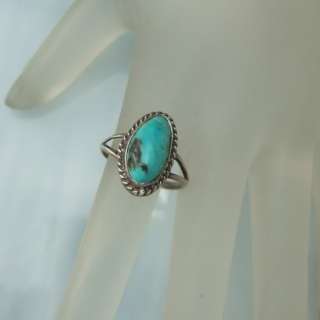 Vintage Turquoise Southwestern Sterling Silver Ring Size 7  