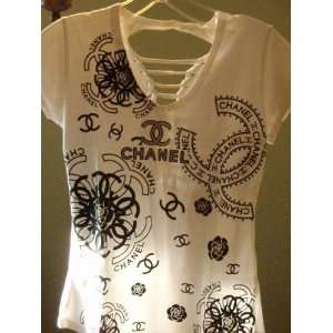 Chanel Dress Top   White w/glitter logo
