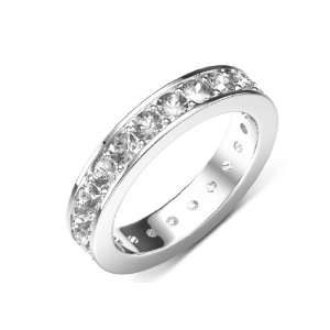   Color) Channel with Prong Set Eternity Band in 18K White Gold.size 5.5