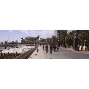 People Walking on the Road, Port Olimpic, Barcelona, Catalonia, Spain 