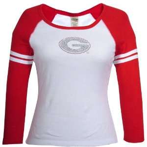 Georgia Bulldogs White Ladies Sequin Long Sleeve T shirt  