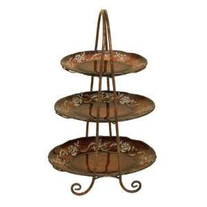  Tuscan 3 Tier Metal and Glass Serving Tray Plate Stand 