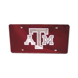 Texas A&M Aggies Red Mirror Tag License Plate W/Silver ATM  