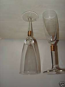 Set of 2 Champagne Crystal flute with gold stem Excelle  