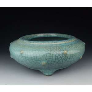 One Ge Ware Porcelain Tripod Incense Burner, Chinese Antique Porcelain 