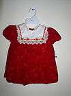 New Infant Girls Red Cotton Velvet Dress 6/9 months 091939578159 
