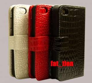 Fine Croco Leather Flip Case Wallet Pouch Cover Holder for Apple 