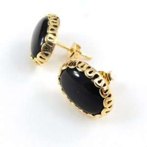  Gold plated loops Sappho onyx. Jewelry